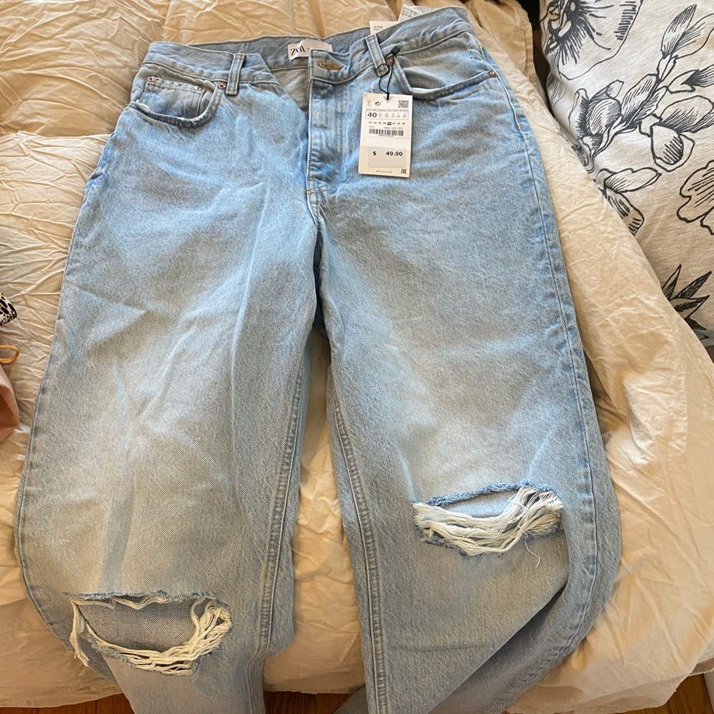 Zara Wide Leg Jeans, Ripped